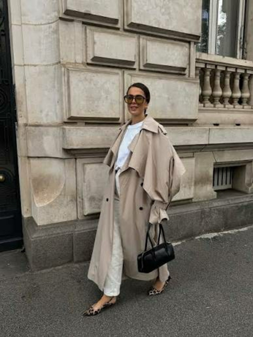 NWOT Oversized Beige Trench Coat with Dramatic Cape Back